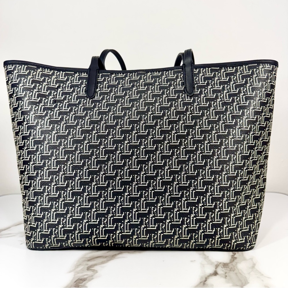 Ralph Lauren Collins Coated Canvas Monogram Large Handbag Purse Shoulder Bag - Picture 6 of 14